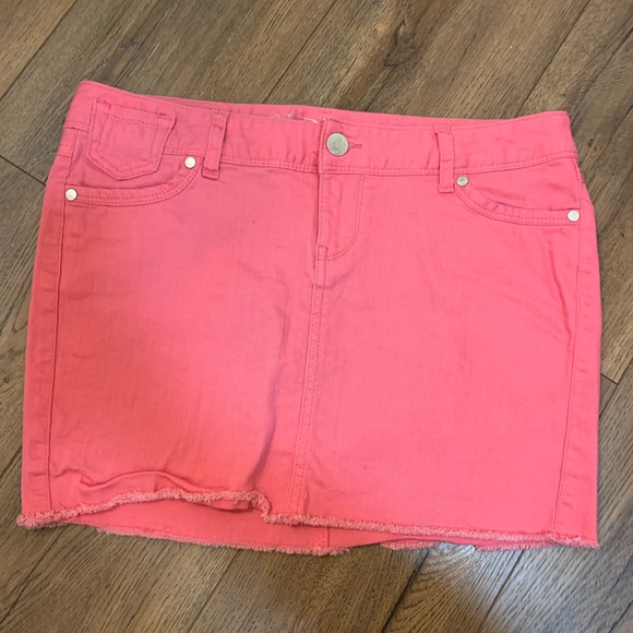 pink jean skirt